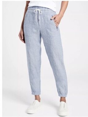 Athleta Light Blue Cabo Linen Joggers